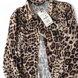 Zara Leopard Print Silk Top